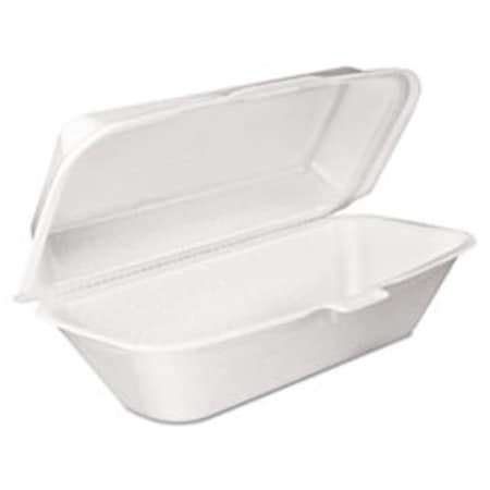 Dart 5.3 x 9.8 x 3.3 in. Foam Hinged Container with Removable Lid, White DCC99HT1R